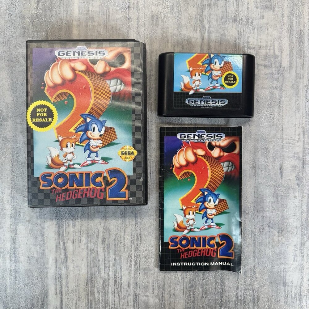 Sonic the Hedgehog 2 (SEGA Genesis, 1992) CIB Complete w/ Manual Not For Resale